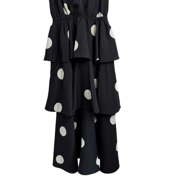 OPT One Pretty Time Cava Black and White Polka Dot Tiered Midi Dress NWT - Picture 5 of 9